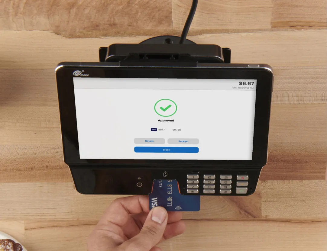 SwipeSimple Register 8 - Complete point-of-sale system with built-in receipt printer, barcode scanner, and cash drawer connectivity.